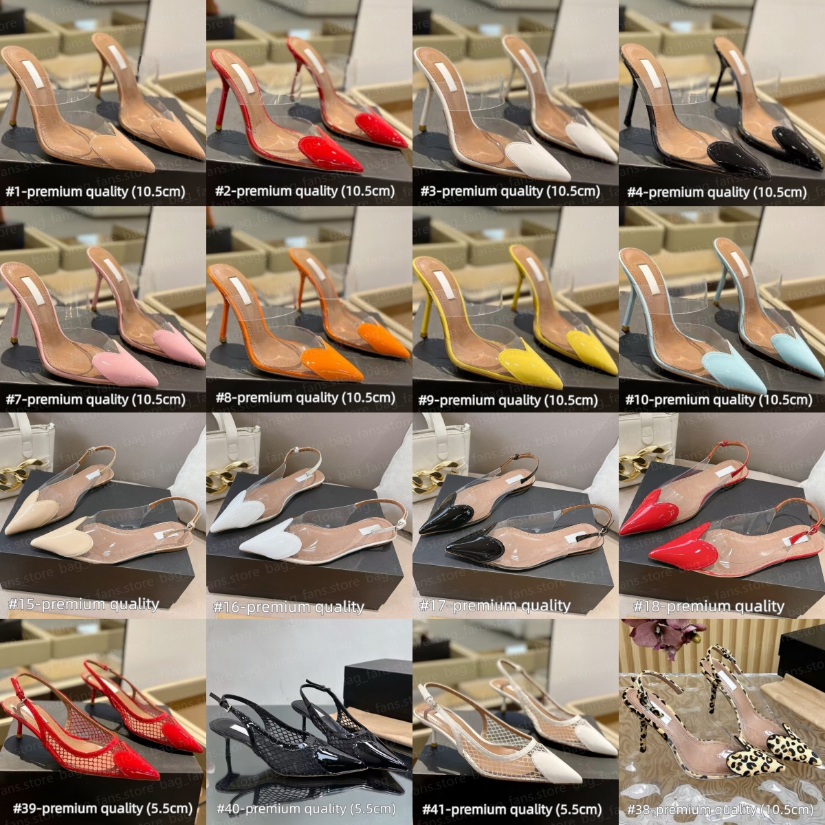 (go off picture not the description) Designer Sexy High Heels Summer Women's Slippers with Transparent Strap Heart Shaped Pointed Sandals for Party 5.5cm 10.5cm 25517