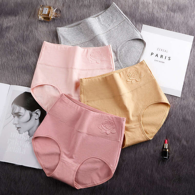 Pure Cotton Triangle Pants Embossed Postpartum High Waisted Abdominal Large Size Underwear Calecon Lingerie Underwears Woman Women Underwear Calzoncil