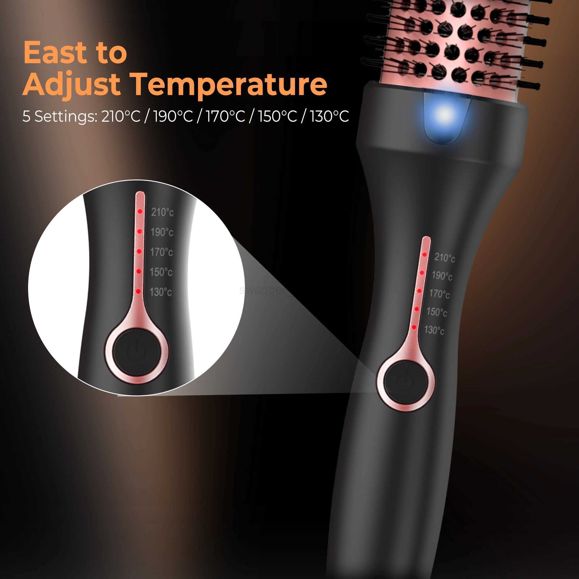 Ceramic Hot Brush Curling Iron Brush Double PTC Heated Thermal Brush Tourmaline Ionic Hair Curler Digital Display Curling WandB240719
