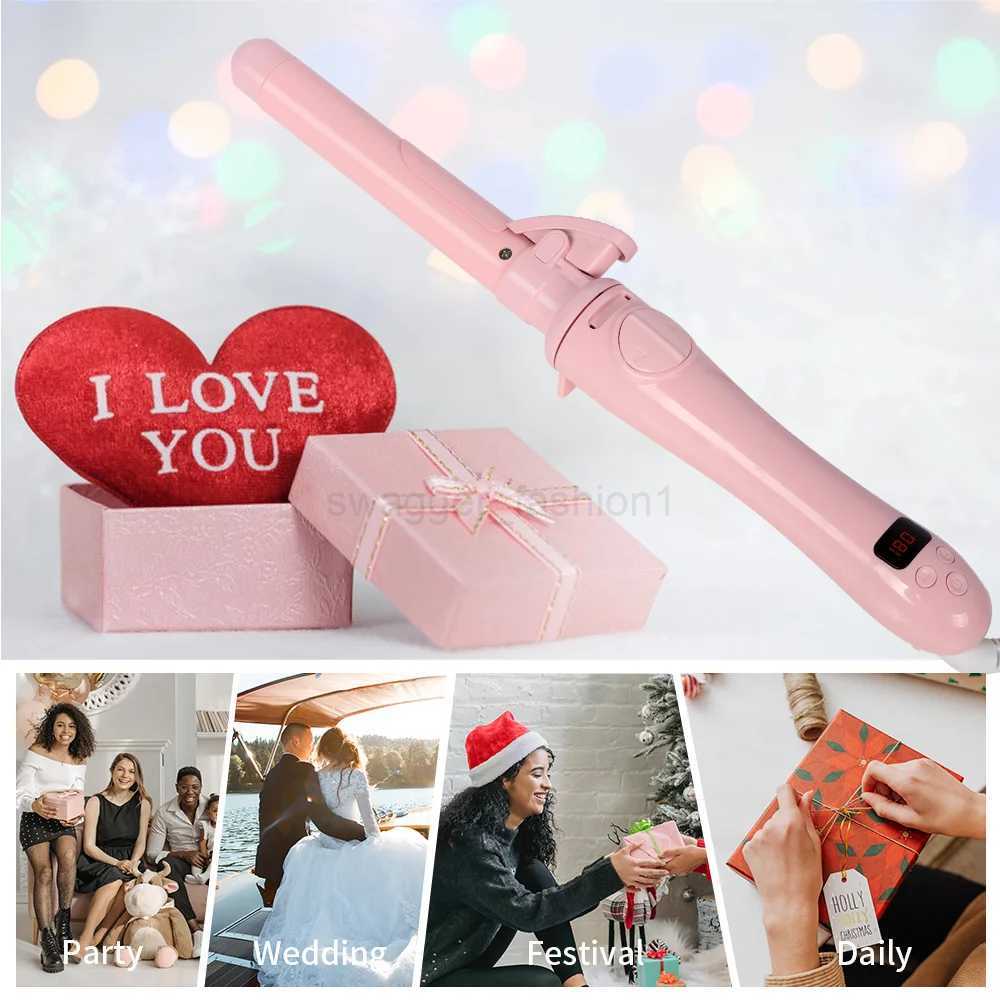 Clipped Curling Iron 1 Inch Professional Hair Curler 25MM Rotating Curling Wand Ceramic Curling Irons Hair Waving Style ToolB240719