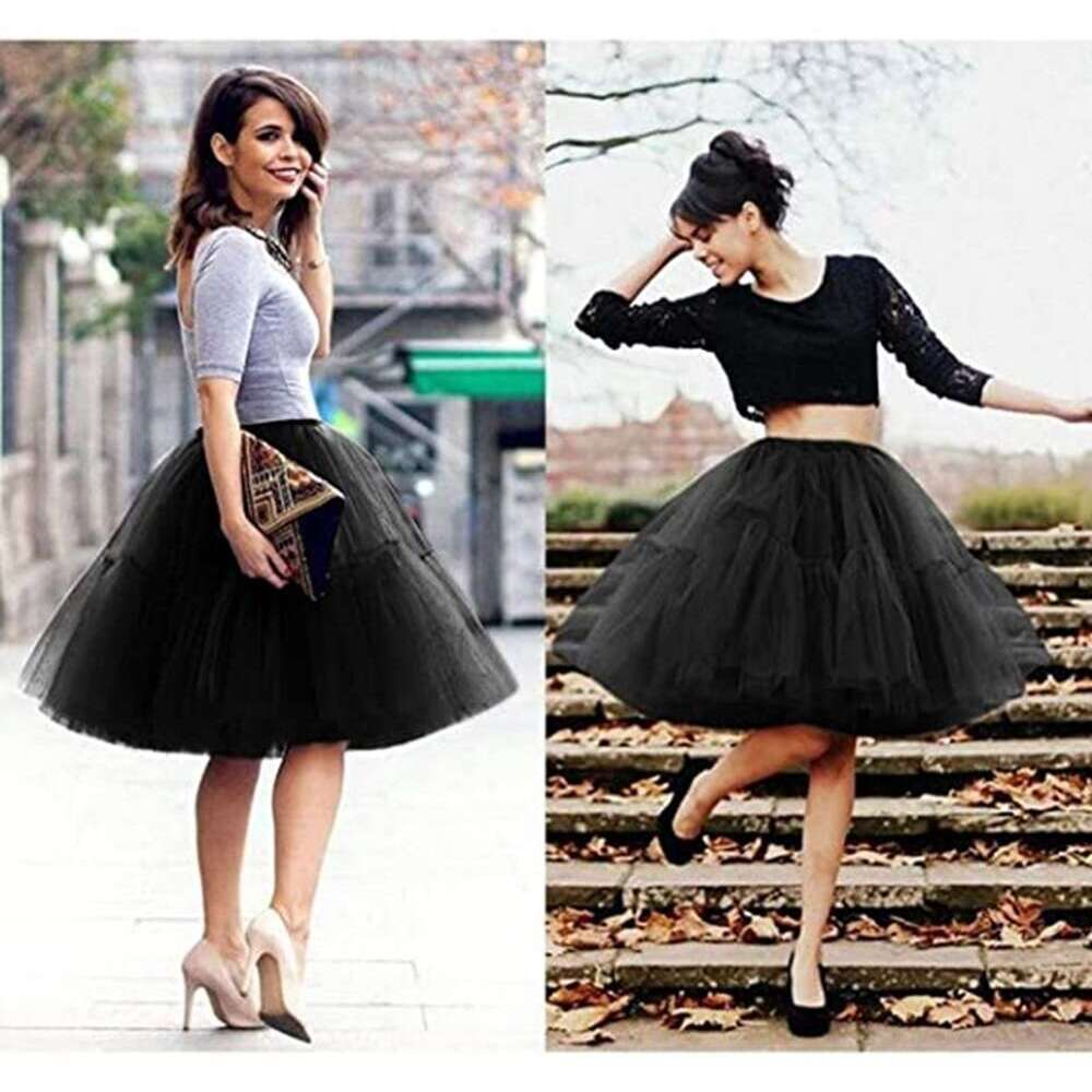 2023 Women Tutu 50s Tulle Skirt Hoopless Underskirt Slips Vintage Rockabilly Swing Petticoat Crinoline
