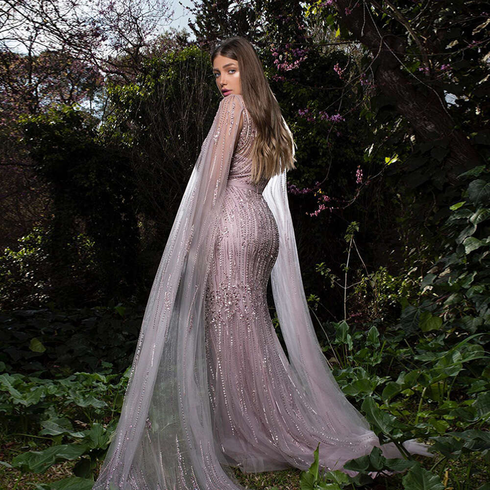 Dubai Mermaid Women Evening Dresses 2023 With Belt Crystal Prom Beading Long Graduation Formal Party Gowns Robe De Soiree