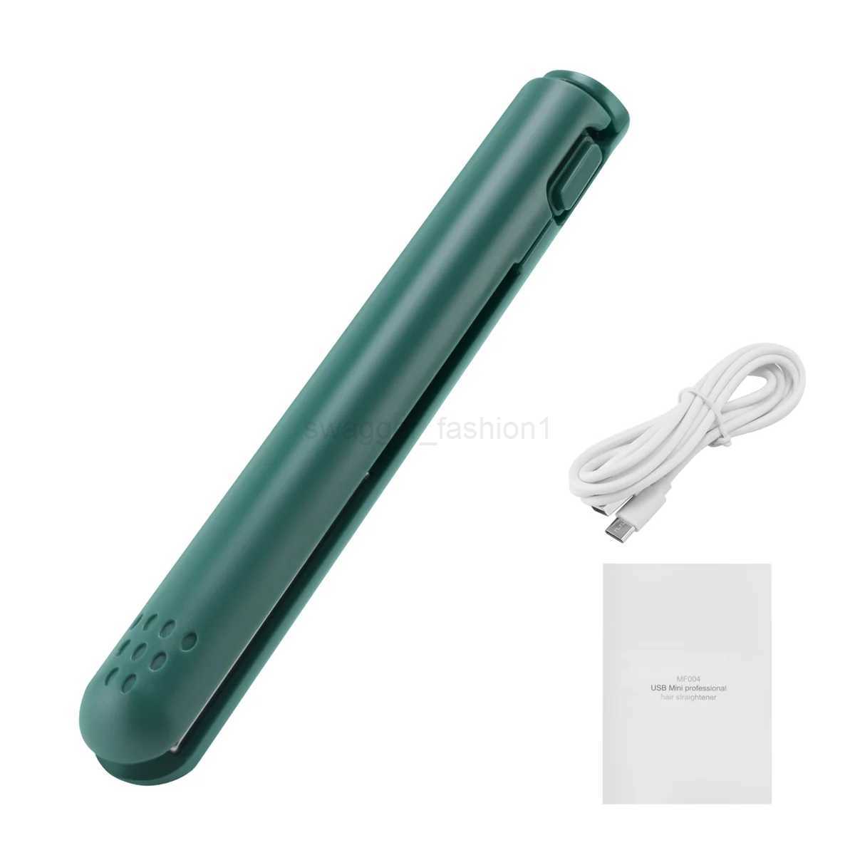 USB Cable Mini Portable Hair Straightener for Straight and Curling Dual-Use Curling Irons for Students GreenB240719