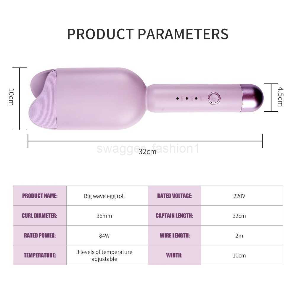 New 36mm Wavy Hair Curlers Curling Iron Wave Volumizing Hair Lasting Styling Tools 3 Gears Egg Roll Head Waver Styler WandB240719