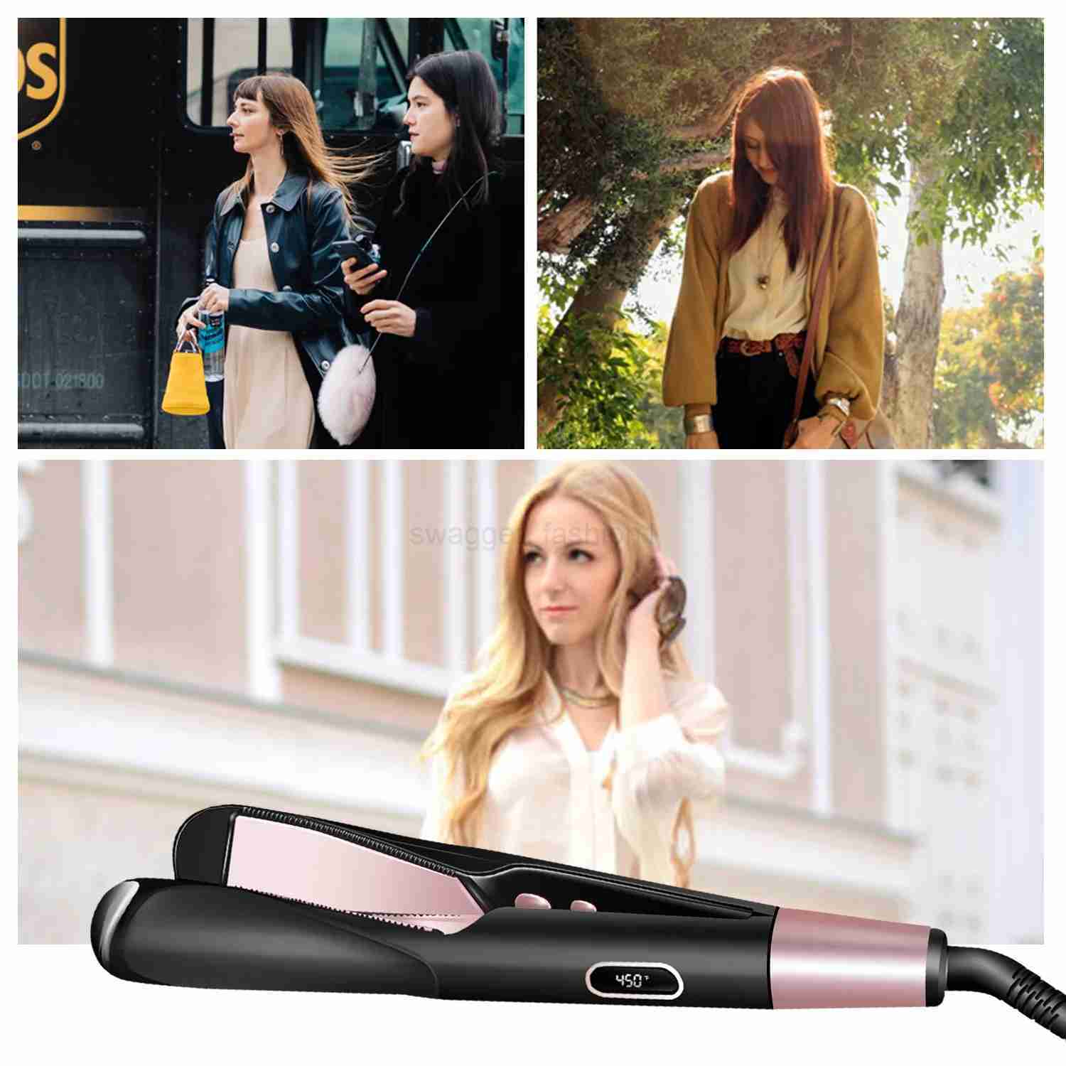 2 In 1 Curling And Straightening Twist Iron Splint Professional Negative Ion Flat Iron Instant Heating Hair Straightener CurlerB240719