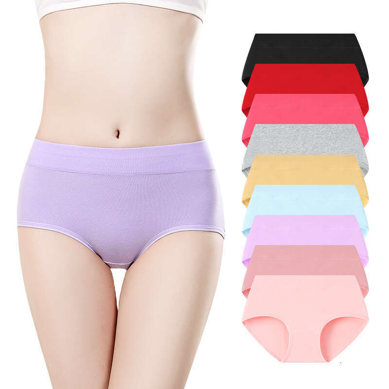 Solid Color Simple Mid Waist Plus Size Underwear, Pure Cotton Women's Underwear Underwears Woman Lingerie Underwear Women Panties Women Underwear