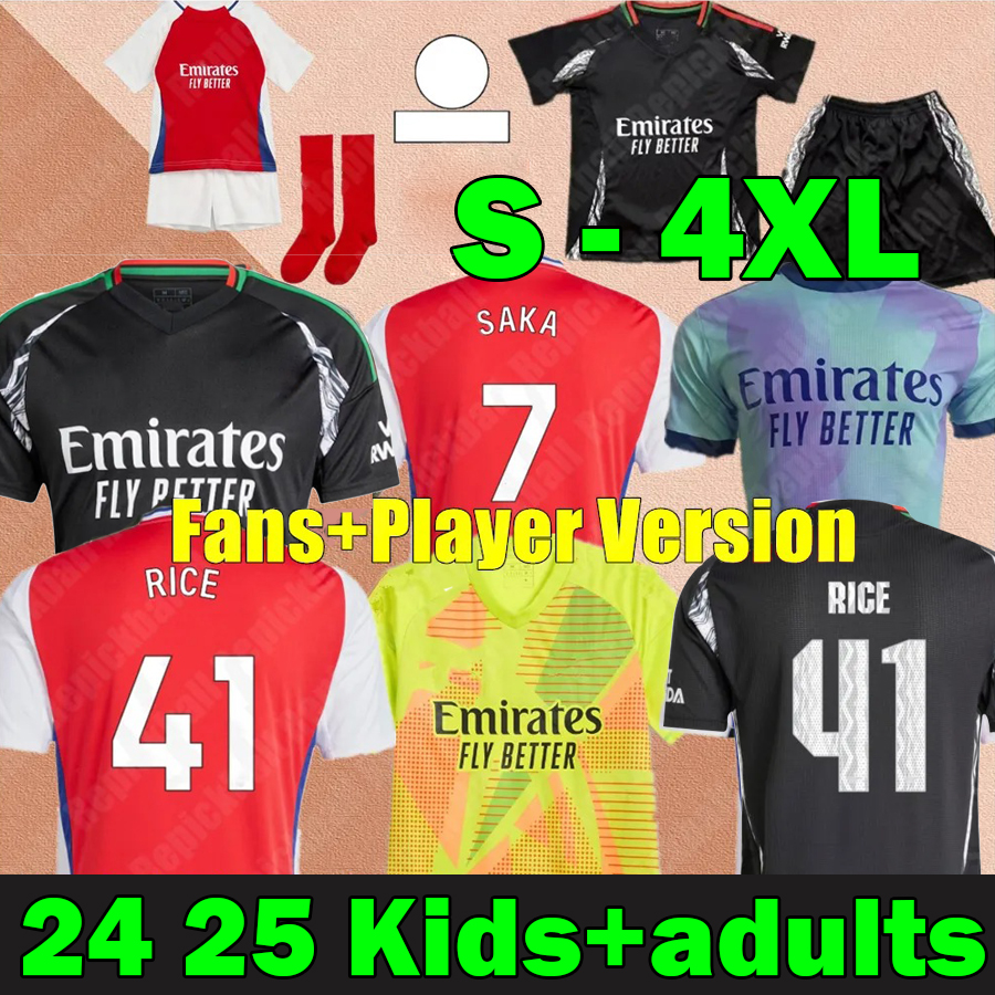 Men Kids kit 2024 2025 soccer jersey XXXL 4XL 24 25 fans football shirt goalkeeper Player version SMITH ROWE RICE HAVERTZ G. JESUS SAKA ODEGAARD MARTINELLI SALIBA