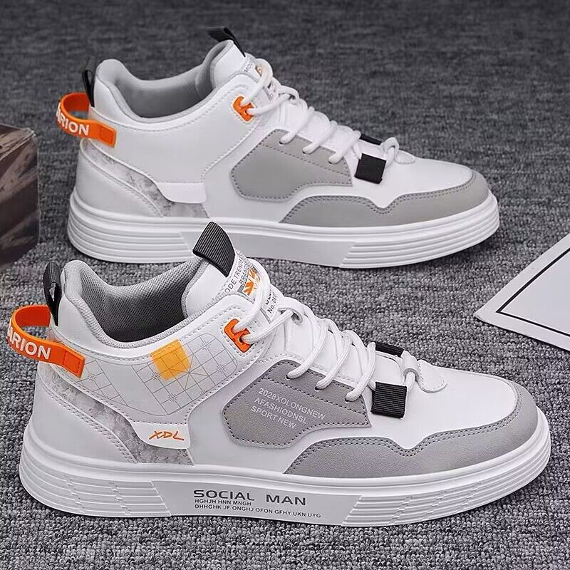 2023 Autumn Winter High Top Flat Sneakers for Men Trend Korean Version Lace Up Student Casual Shoes Male Comfort Running Shoes