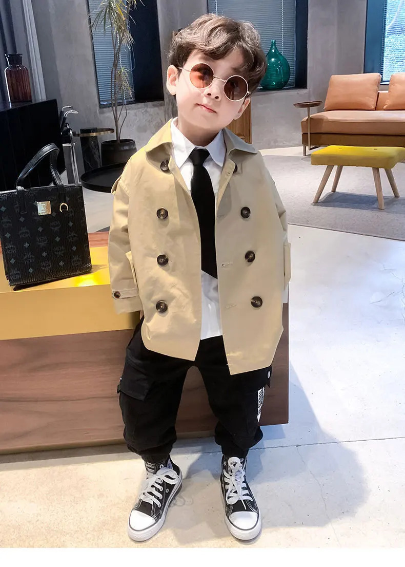 Fashion Baby Girl Boy Trench Toddler Teen Child Windbreak Jacket Long Autumn Spring Child Dust Coat Baby Outwear Clothes 3-10Y 240711