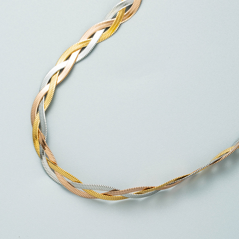 Charm Women Necklace Chains Gold Silver Tri-color Stainless Steel Snake Bone Chain Fashion Necklaces Jewelry Gifts Wholesale