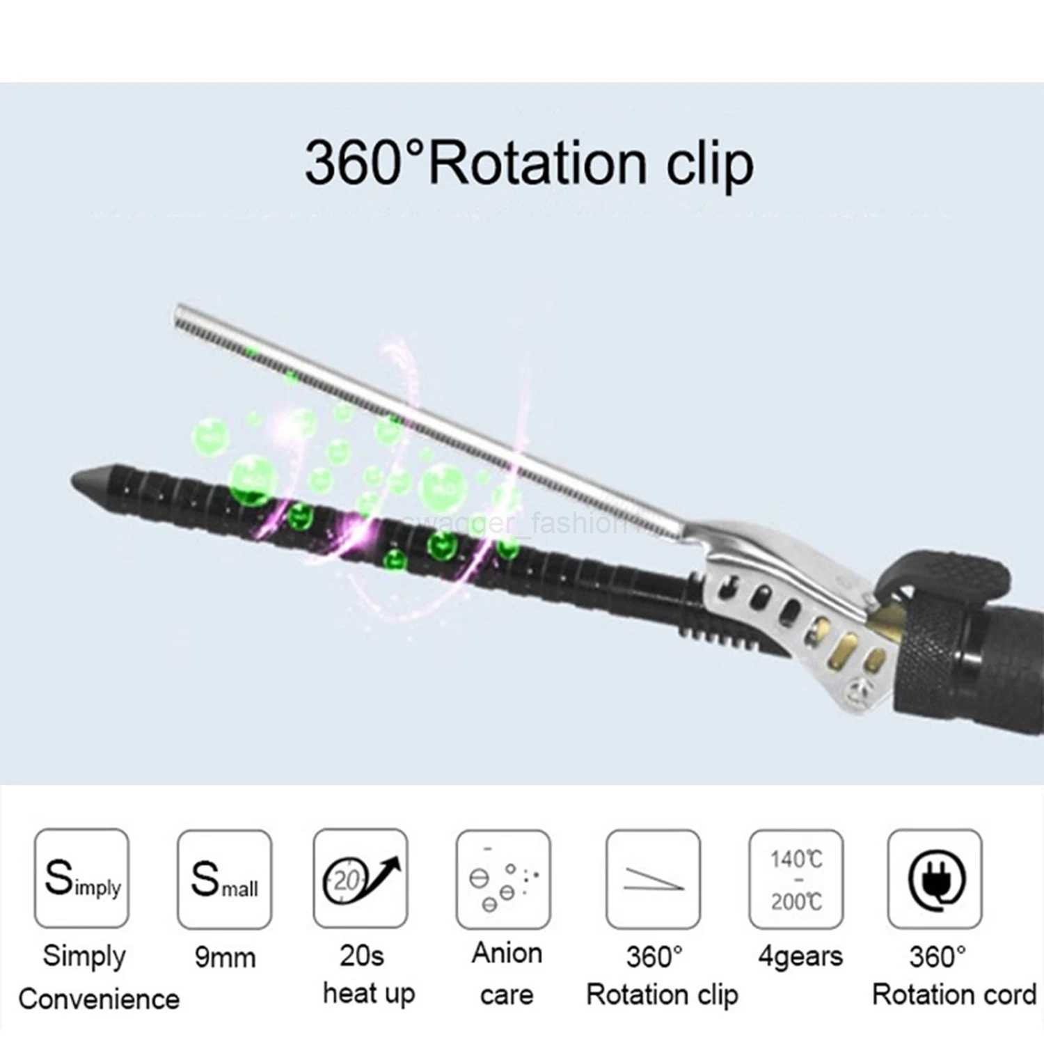 Professional 7mm Curler Iron Wand for Man Roller PTC Heating Cone Hair Styling Appliances Set Beauty Salon Styler for WomenB240719
