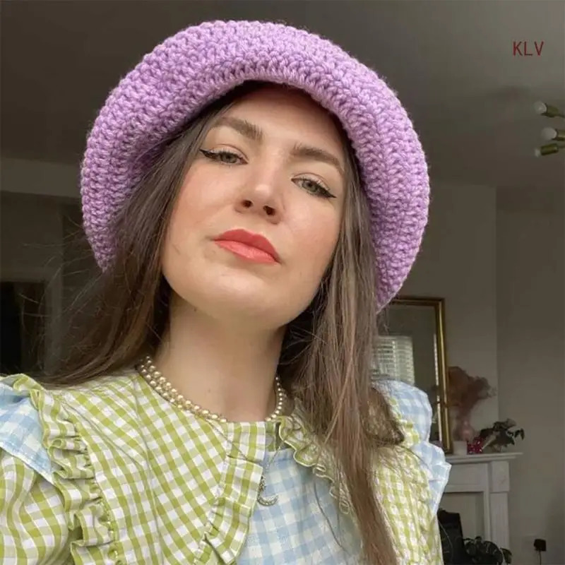 Elegant Bucket Hat Colorful Crochet Hat Holiday Decors Vacation Hat Western Cloch for Schoolgirls 240712