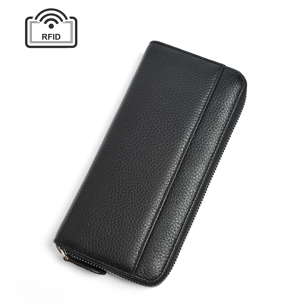 Women's wallet long handheld card holder large capacity multi-card clutch 100% genuine leather luxury zippered coin purse