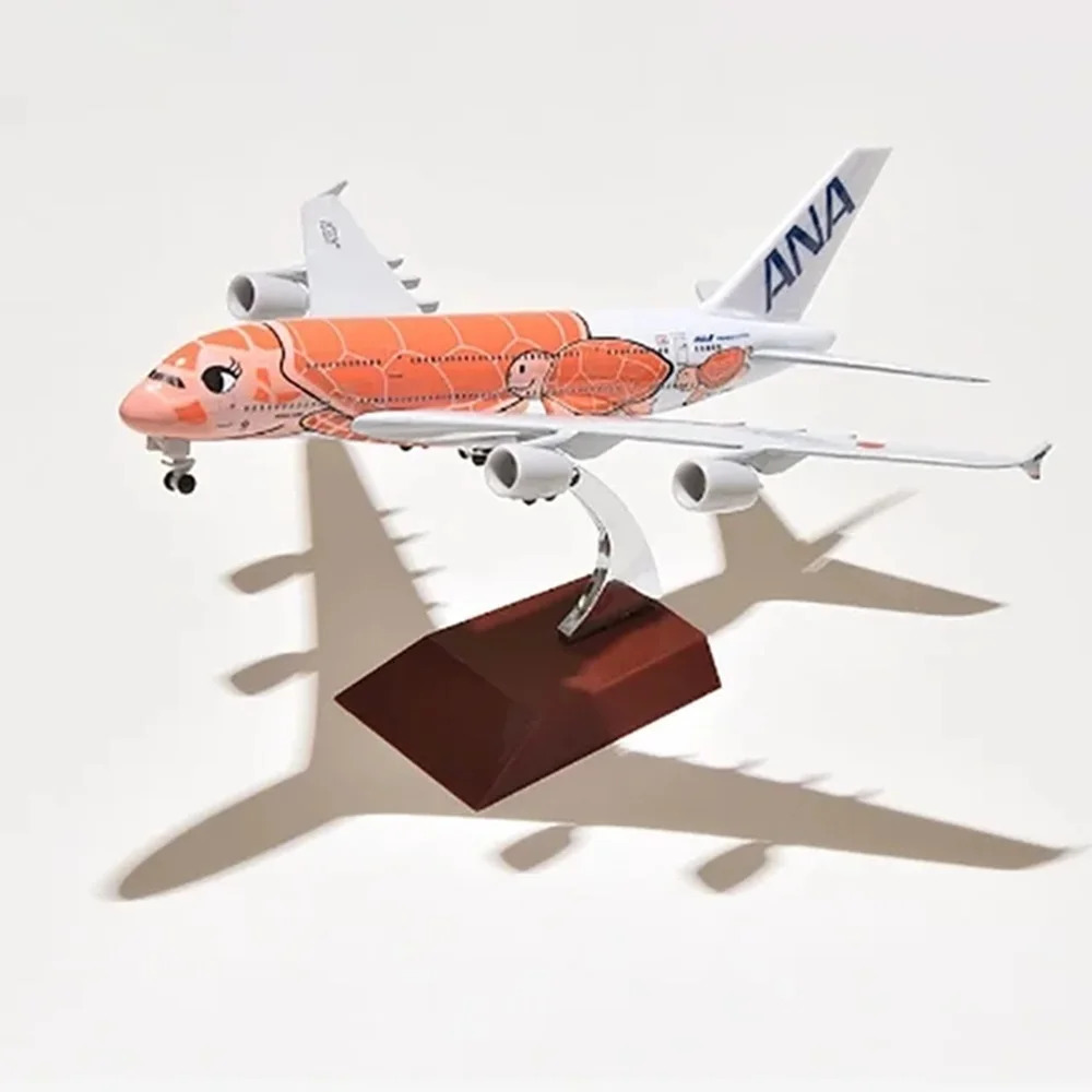 20cm alloy metal Japan Airlines ANA Airbus A380 cartoon turtle airplane model airplane model painting airplane toy 240716