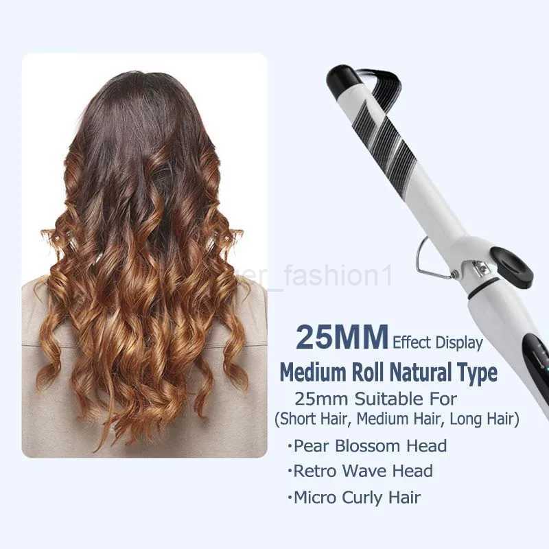 Professional White Ceramic Large Wave Curler Nanometre 25Mm Auto Spin Rotating Hair Curler Curling Wand Iron Styling ToolB240719
