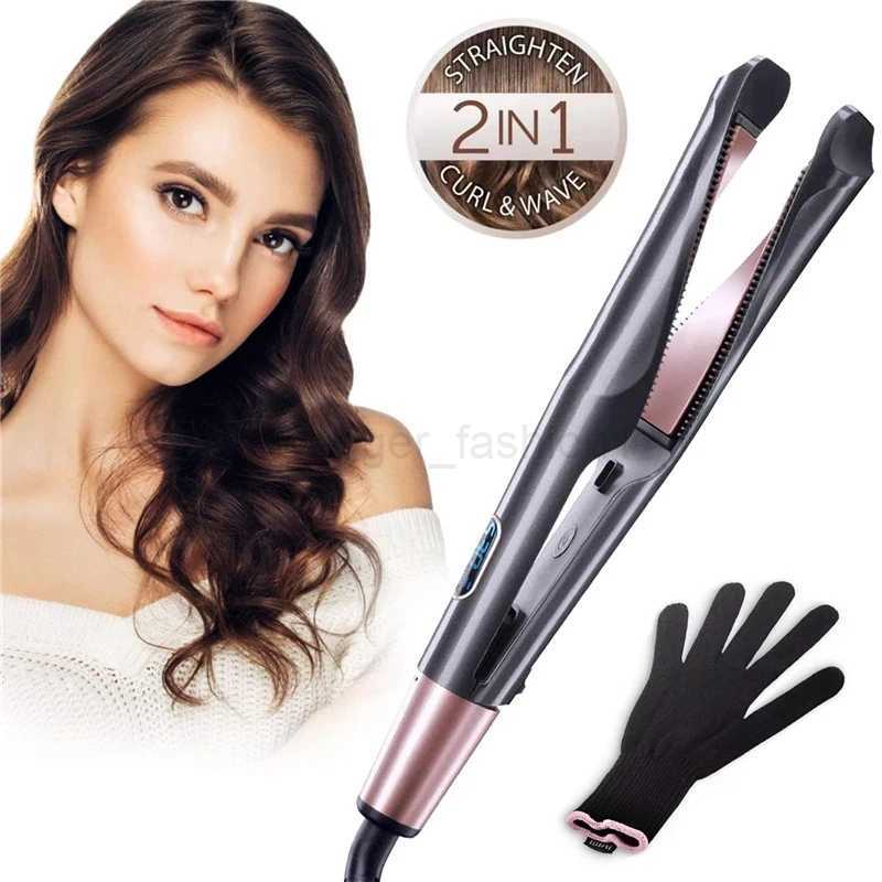 2 In 1 Pro Twist Hair Straightener And Curler Spiral Wave Curling Gold Titanium Flat Iron Straightening Curling Styling ToolB240719