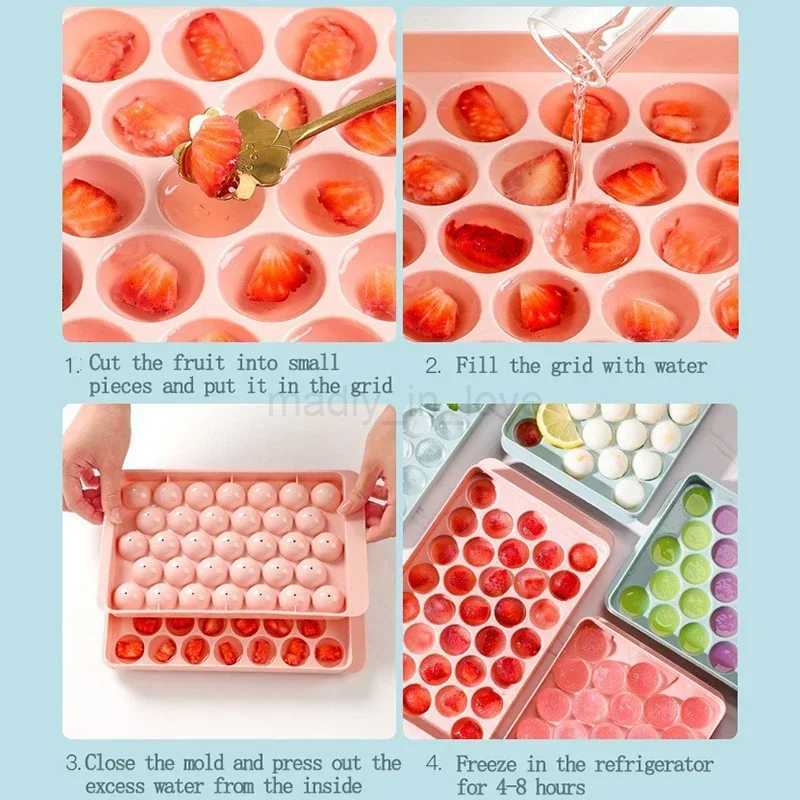 33 Grid Round Ball Ice Tray PP Ice Cube Mold Refrigerator Ice Hockey Mold Circular Ice Mold Ice Making Tubs Essential For SummerM240719