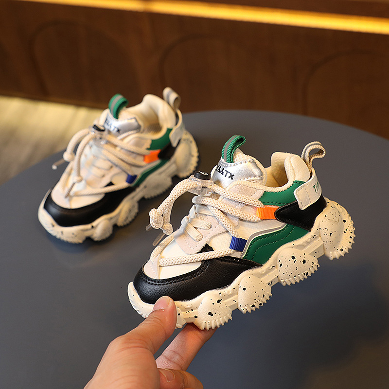 Children's boys' sports girls' leather running small and medium-sized children's casual shoes, baby walking shoes trend C260130