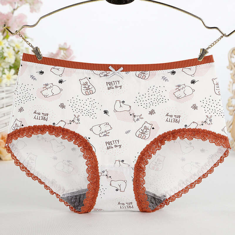 New Lace Edge Mid Waist No Trace Underwear Women's Cotton Triangle Pants Panties Calecon Lingerie Women Underwear Calzoncillos Underwears Woman U