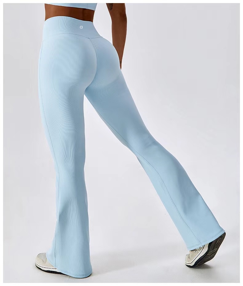 A Yoga Flared Pants Long Ladies High Waist Belly Ninth Bell-bottom Trousers Shows Legs Yoga Fitness 8333