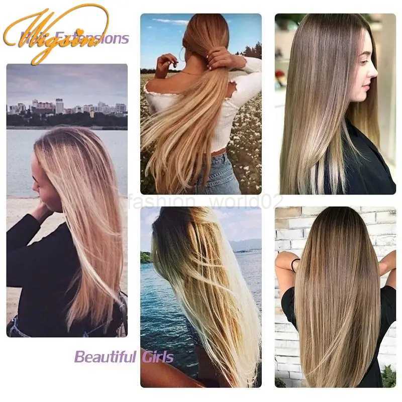 Wigsin synthetic 24 inch long straight 16 clip invisible hair heat-resistant fiber female hairX240719