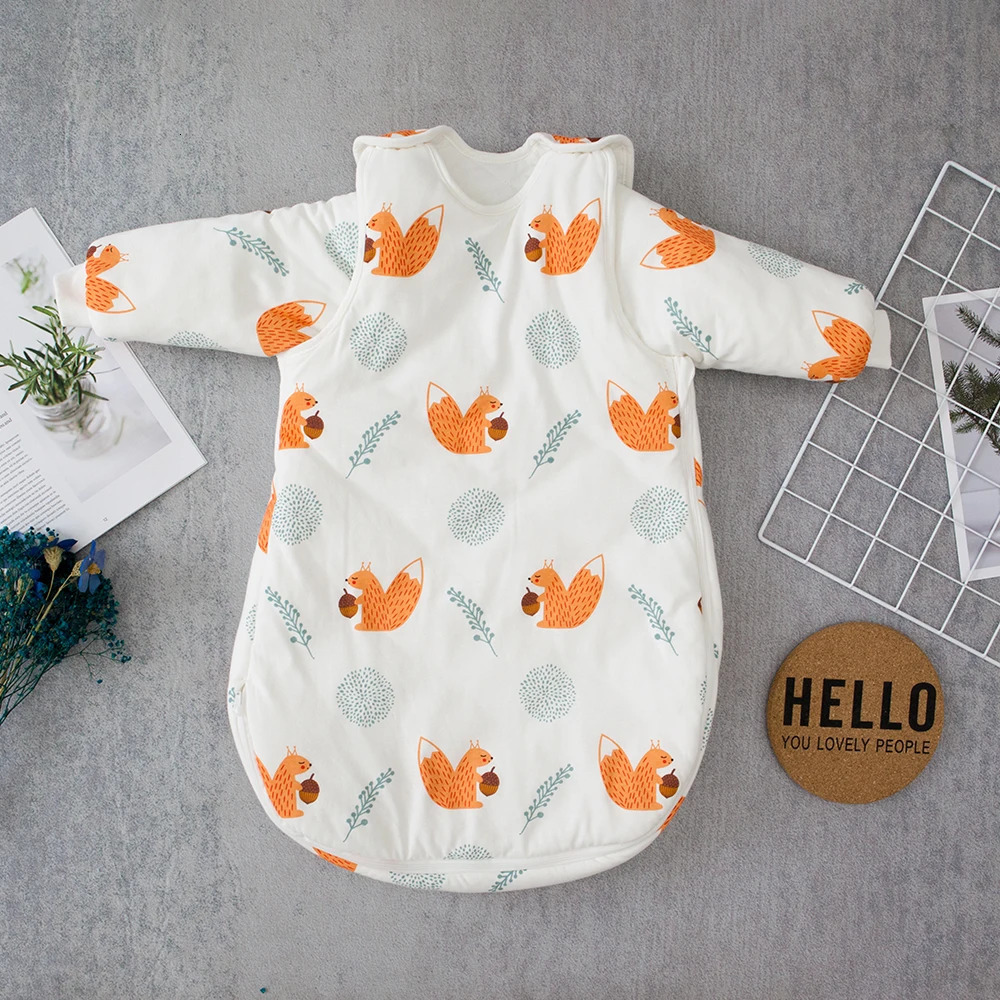 Baby Sleeping Bag Vest Sleep Bag With Sleeves Detachable Convenient Change Diaper 100% Cotton Printed born Baby Carriage Sack 240713