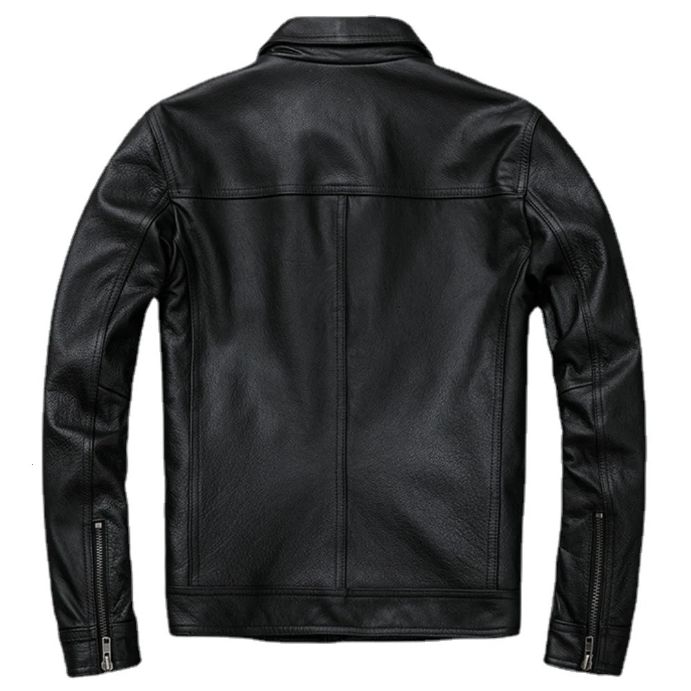 Vintage Brown Red Genuine Leather Jacket Men 100% Cowhide Natural Leather Jackets Man Leather Autumn Clothing Coat Cow Jacket 240715