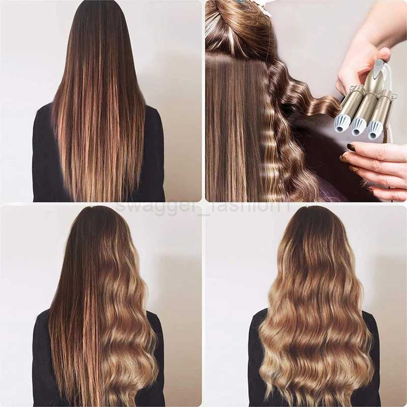 3 Barrel Curling Iron Heats Up Fast Tourmaline Ceramic Ionic Triple Barrels Waves Curling Iron Egg Roll Hair Styling ToolB240719