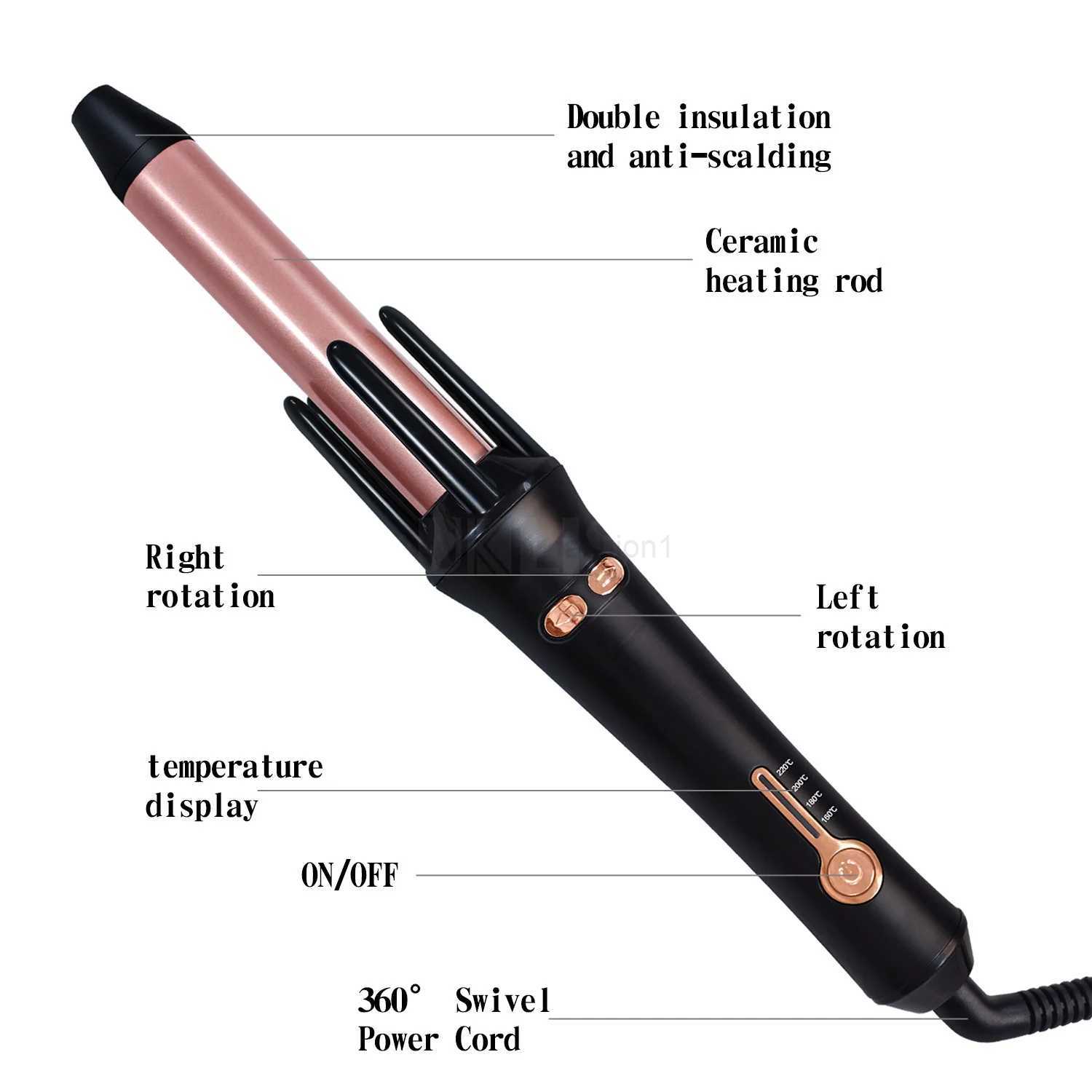 Professional Digital Automatic Curler New Curling Iron with ICD Display Swiveling Head Hair Tourmaline Ceramic MachineB240719