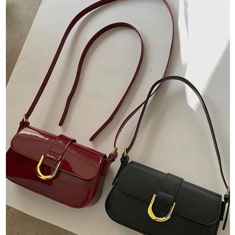 Free Shipping Shoulder Bags PU Leather Women's Bag Fashion Vintage Bury Glossy Premium Street Trend Underarm Handbag Crossbody Designer Bag Luxur