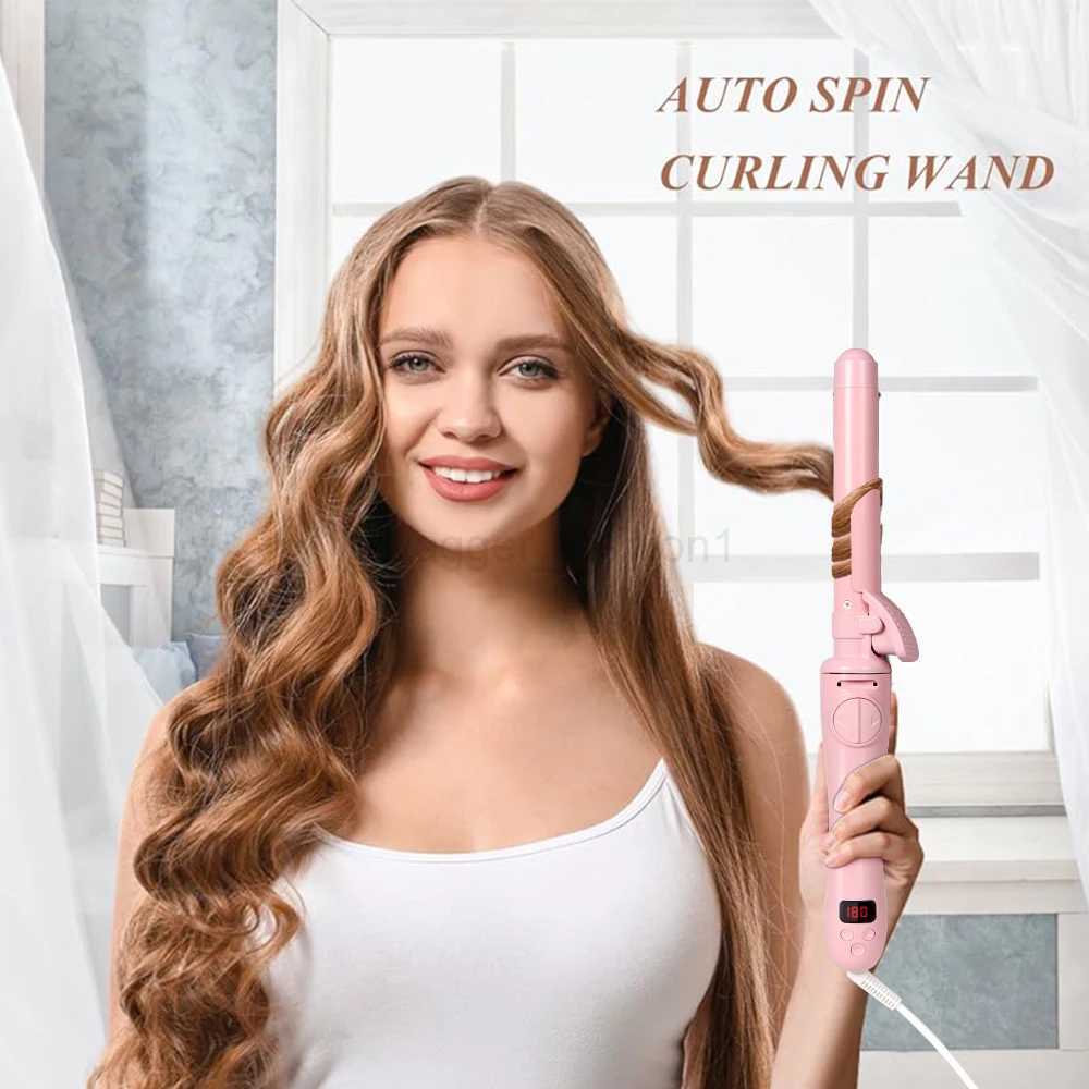 2024 New Trend Rotating Curling Iron 25MM Ceramic Automatic Hair Curling Wand Hair Roller Curls Wave Professional Styling ToolsB240719