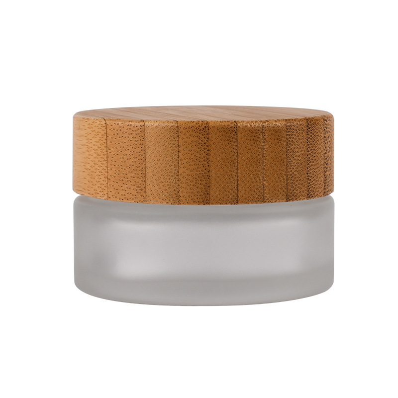 Sunscreen BB skin cream glass packaging bottle bamboo cover 15g cream bottle 30g50g lotion packaging bottle 100g