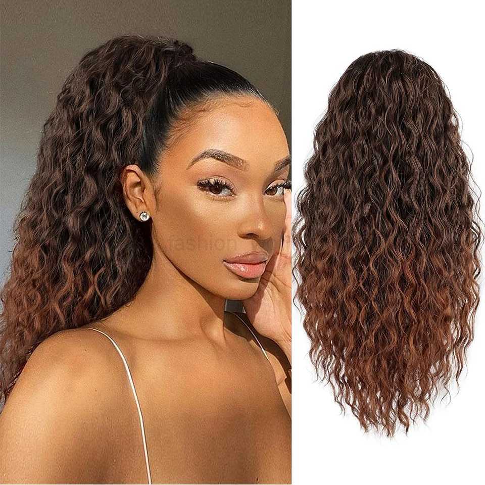 Sylhair Drawstring Ponytail Extension for Black Women 24 inch synthetic long curly ponytail for daily use with fluffy hairX240719