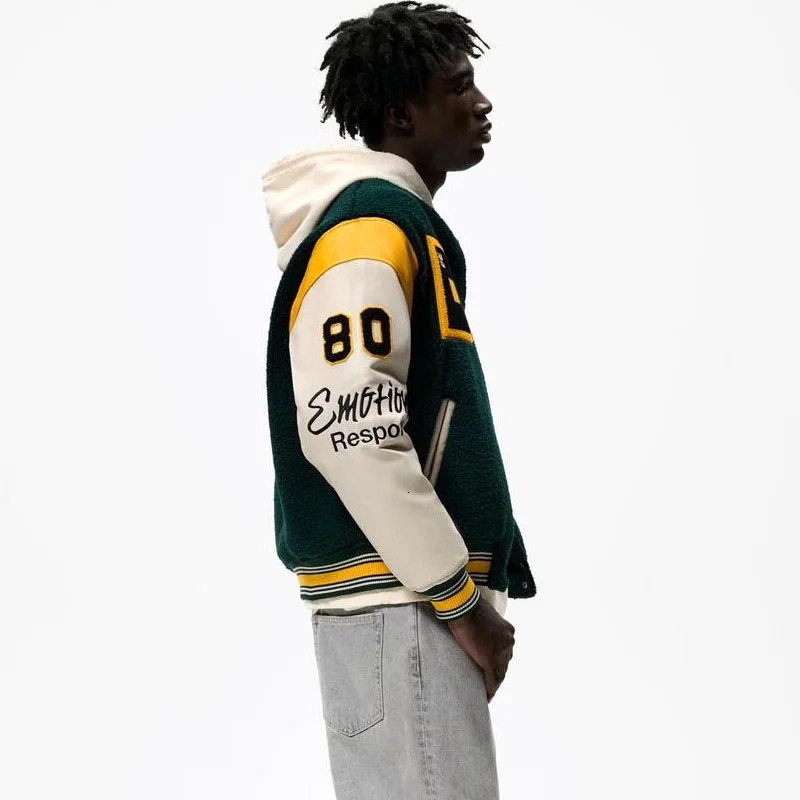 Mens Baseball Varsity Jackets Spring Embroidery Flocking Loose Street Couple Coat Hip Hop PU Y2K Patchwork Bomber Jackets Unisex 240717