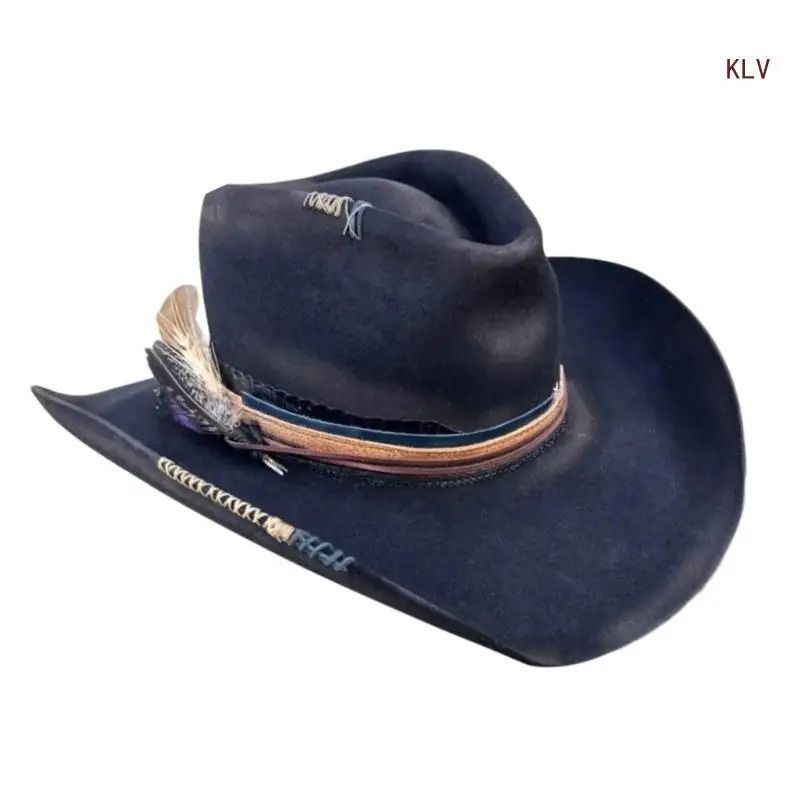 Top Hat with Distressed Ribbon Victorian Age Wool Top Hat Classical Homburg Hat for Boy Men Adults Wool 240712