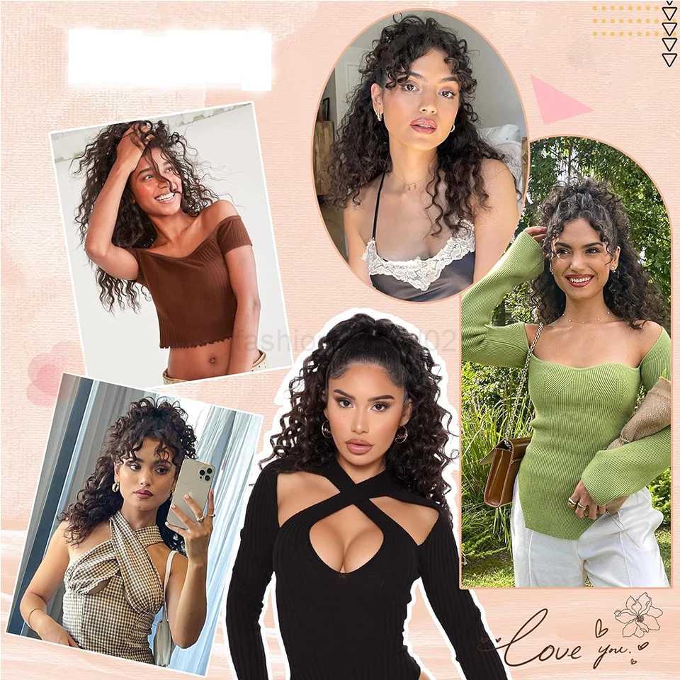 Sylhair Drawstring Ponytail Extension for Black Women 24 inch synthetic long curly ponytail for daily use with fluffy hairX240719