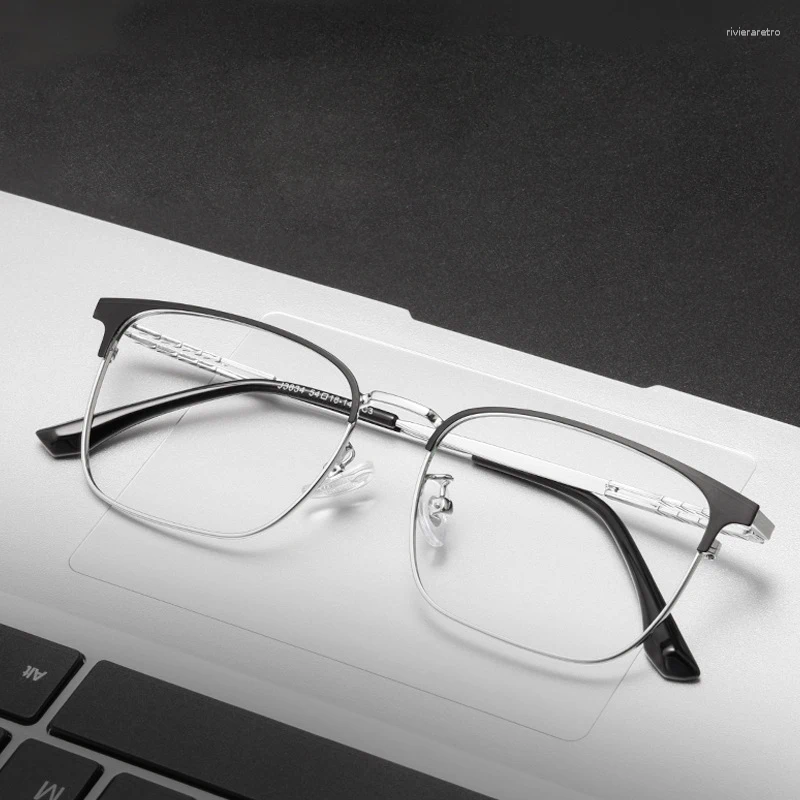 Sunglasses Half Rimless Optical Glasses Frame With Recipe Blue Light Blocking Eyeglasses Men Prescription Eyewear Oculos De Grau 3834J