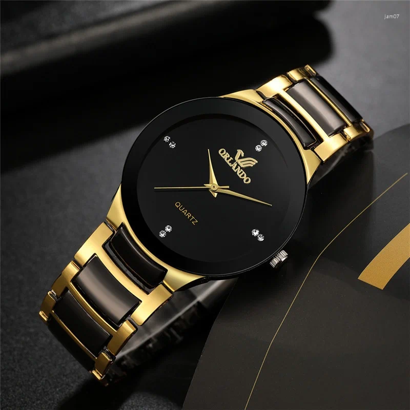 Wristwatches Men Business Watches Fashion Black Steel Band Male Analog Quartz Watch