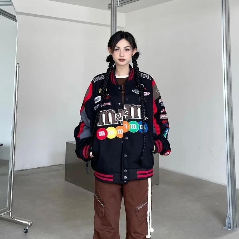 Spring Vintage Racing Bomber Jacket Men College Harajuku Embroidery Baseball Coat Street Fashion Motorcycle Outwear Y2k 240717