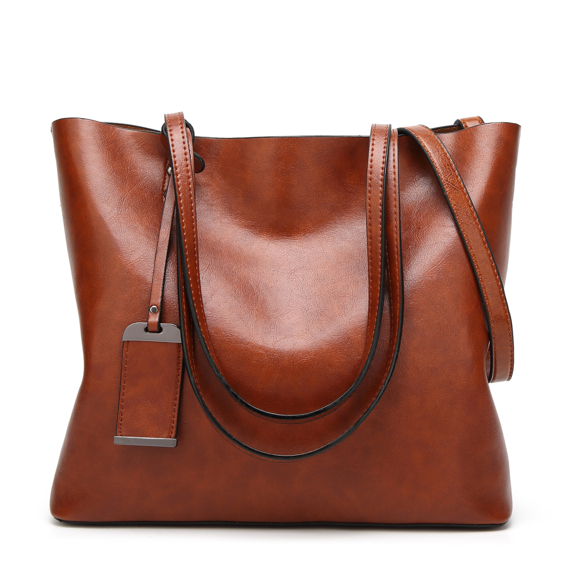 Waxing Leather bucket bag Simple Double strap handbag shoulder bags For Women 2023 All-Purpose Shopping tote sac bolsa feminina