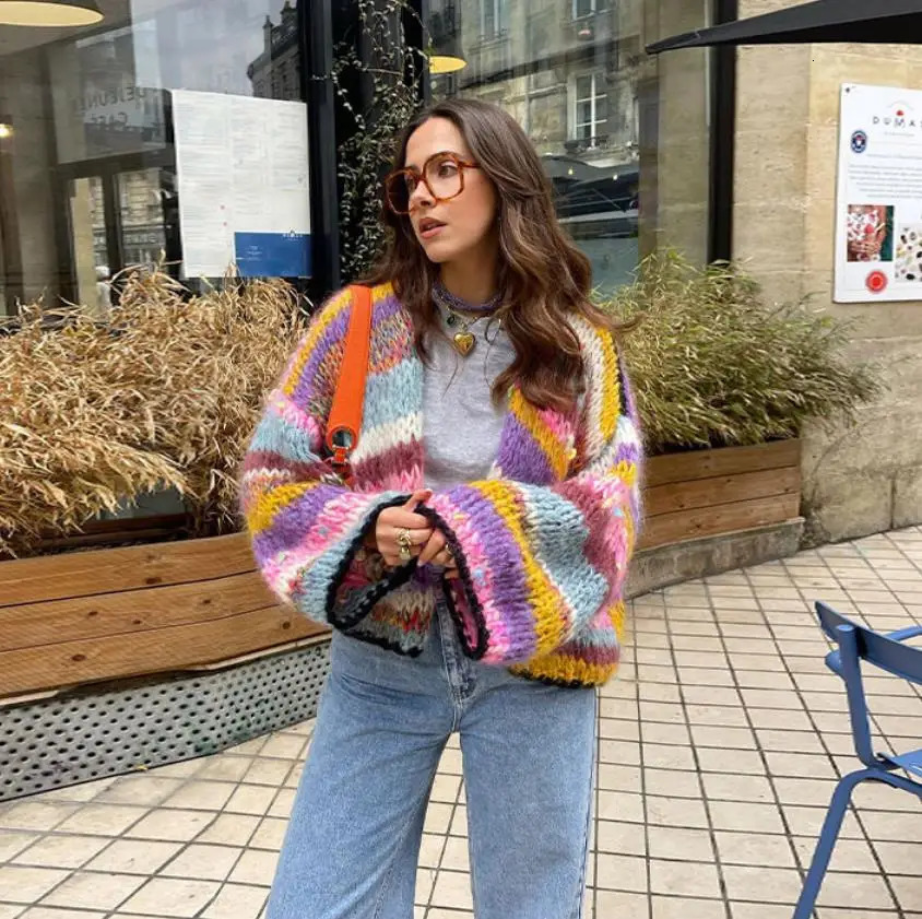 Spring Open-Knit Cardigan Sweater Women Casual Open Front Long Sleeve Beautiful Loose-fitting Sweater Straight Hem Outerwear 240717