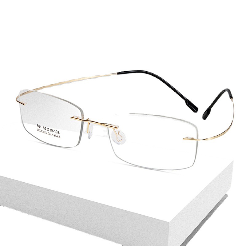 Business Ultra Light Titanium Alloy Super Elastic Metal Danyang Glasses Frame Myopia Rimless Glasses Frame Box Glasses 861