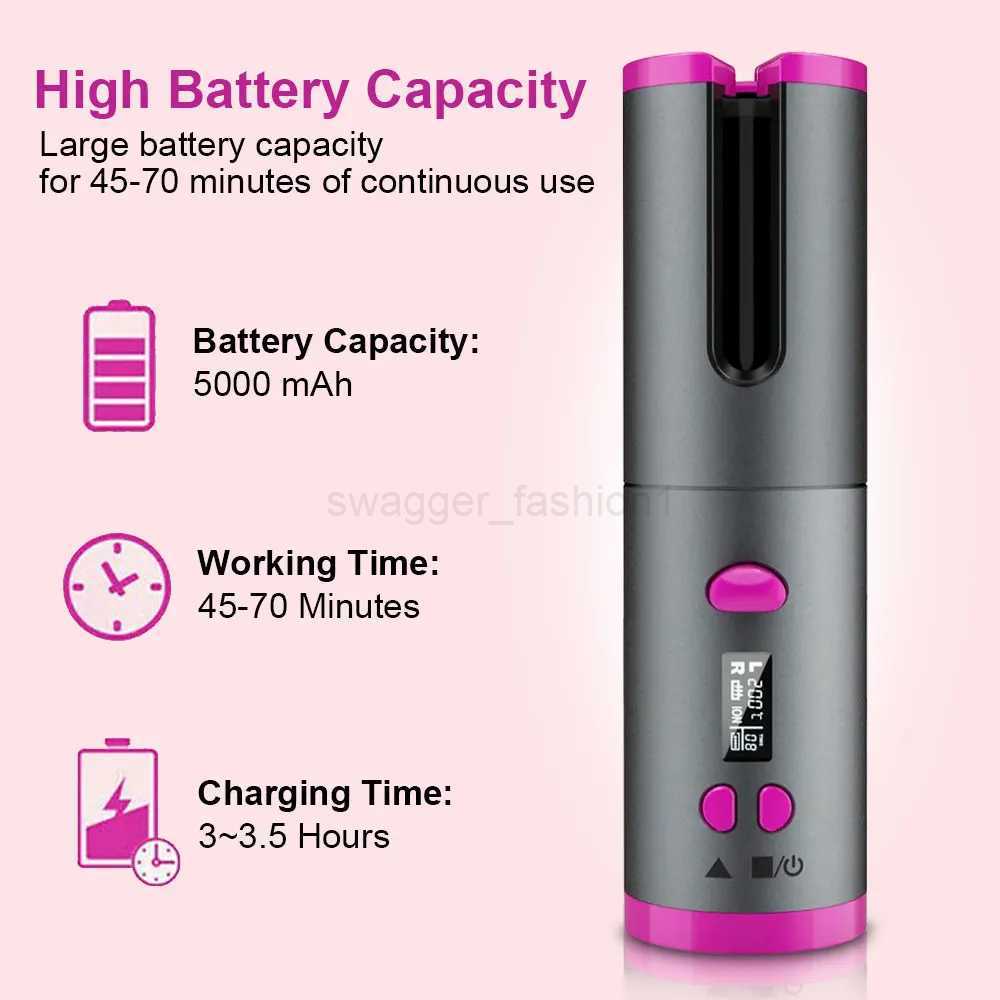 Hair Curler Set Cordless Automatic Rotating Hair Curler Curling Iron LED Display Temperature Adjustable Styling Tools Wave StyerB240719