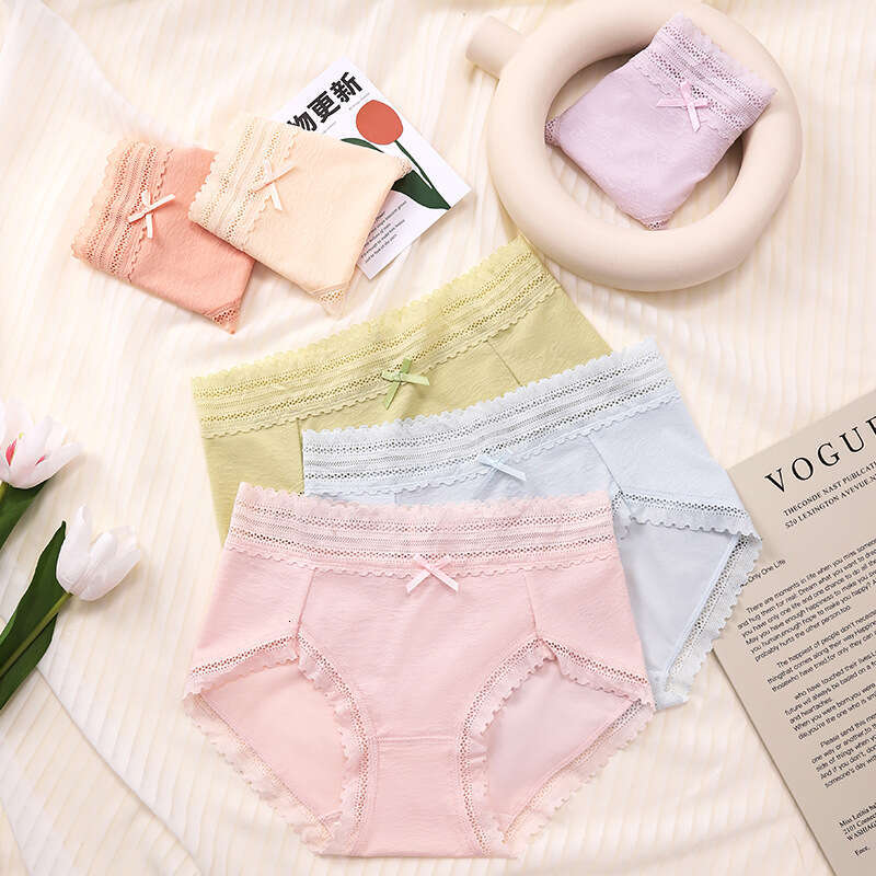 Mulberry Silk Crotch Women's Belly Cinching High Waisted Underwear, Lace Edge Seamless Triangle Pants for Women Calzoncillos Calecon Women Underw