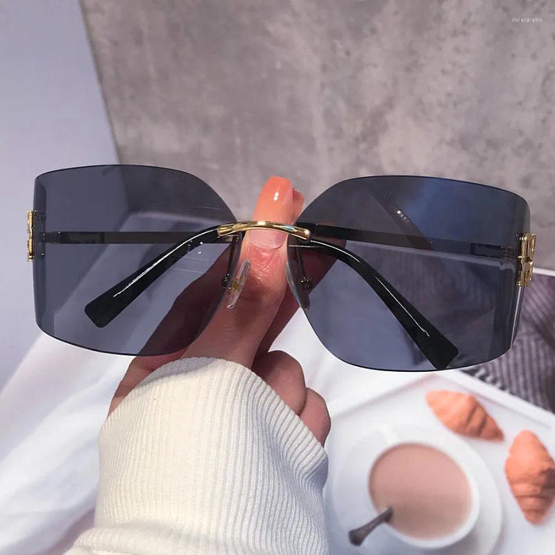 Square Rimless Sunglasses for Women, Fashion Brand, Elegant Gradient Shades, UV400 Protection 4