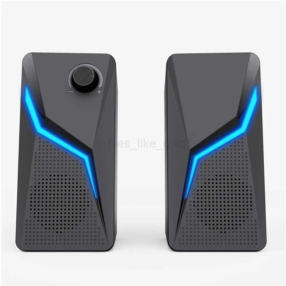 2.0 Loudspeaker PC Sound Box HIFI Stereo Microphone Computer Gaming Speakers USB Wired With LED RGB Lighting Strong BassM240719