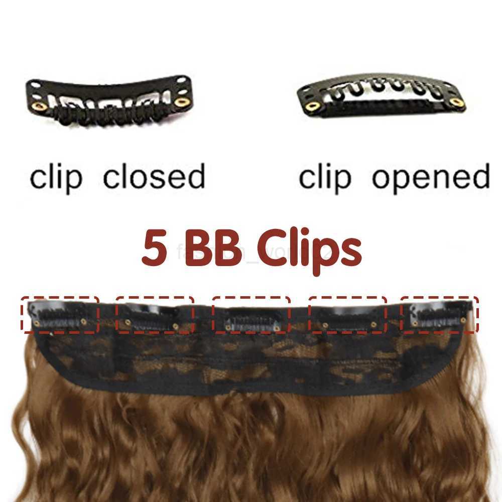 Merisihair synthetic one-piece 5-clip long curly clip hair water wave blonde black 24 suitable for female hairX240719