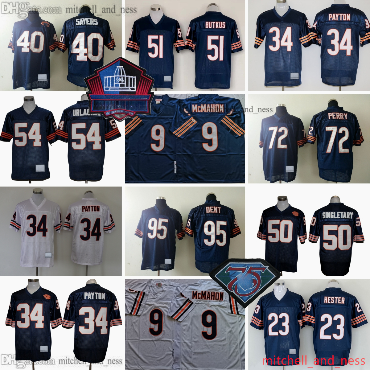 DIY Throwback Movie Football 9 Jim McMahon Jersey 1989 Retro Walter Payton Mike Singletary Dick Butkus Brian Urlacher Devin Hester Richard Dent