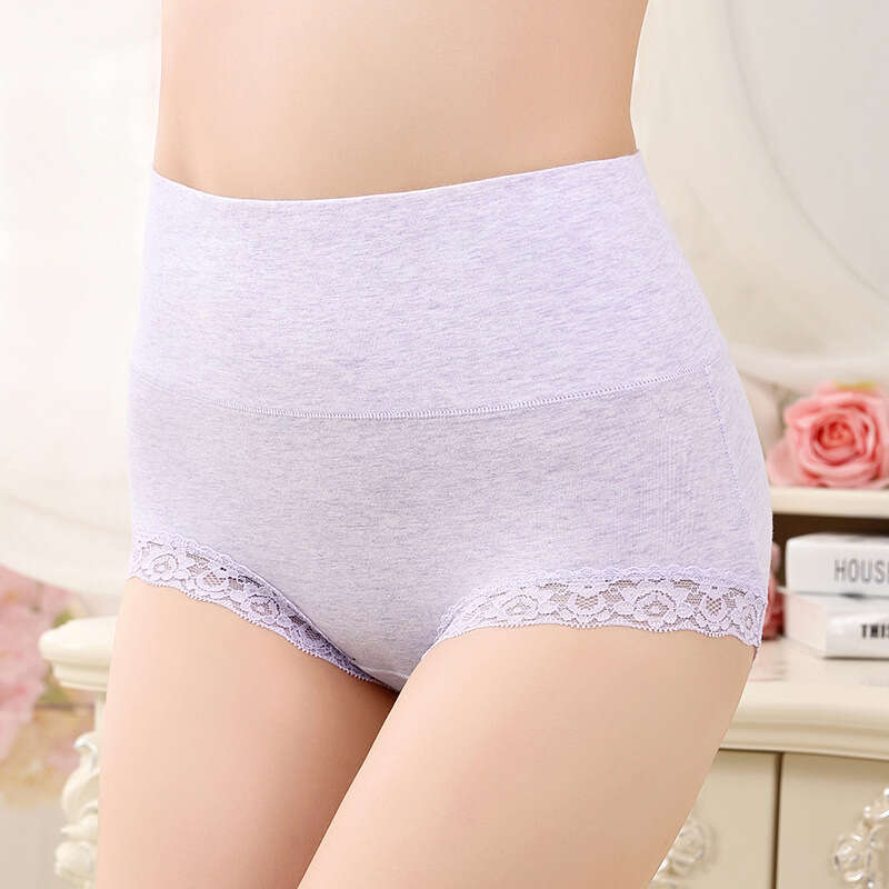 Colored Lace Seamless Triangle Underwear, Pure Cotton Belly Hugging Breathable High Waisted Women's Underwear Panties Women Underwear Lingerie Ca
