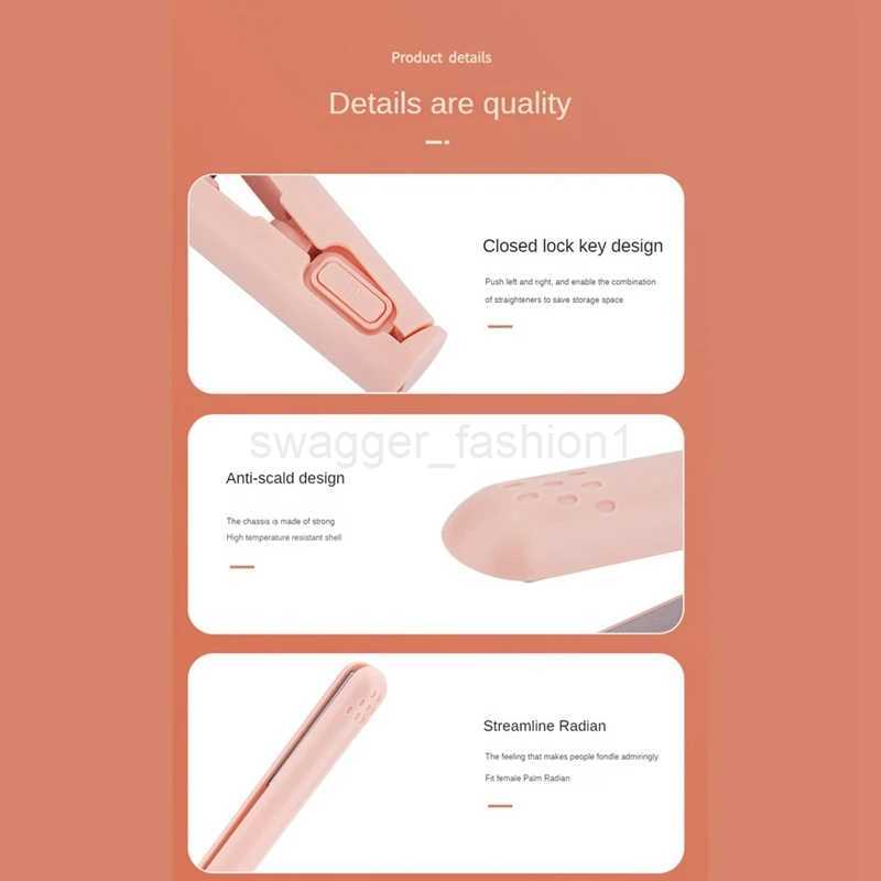 2 In 1 Dual-Purpose Hair Curler Mini Hair Straightener Travel Curling IronPortable Mini USB Hair CurlerB240719Bp240720